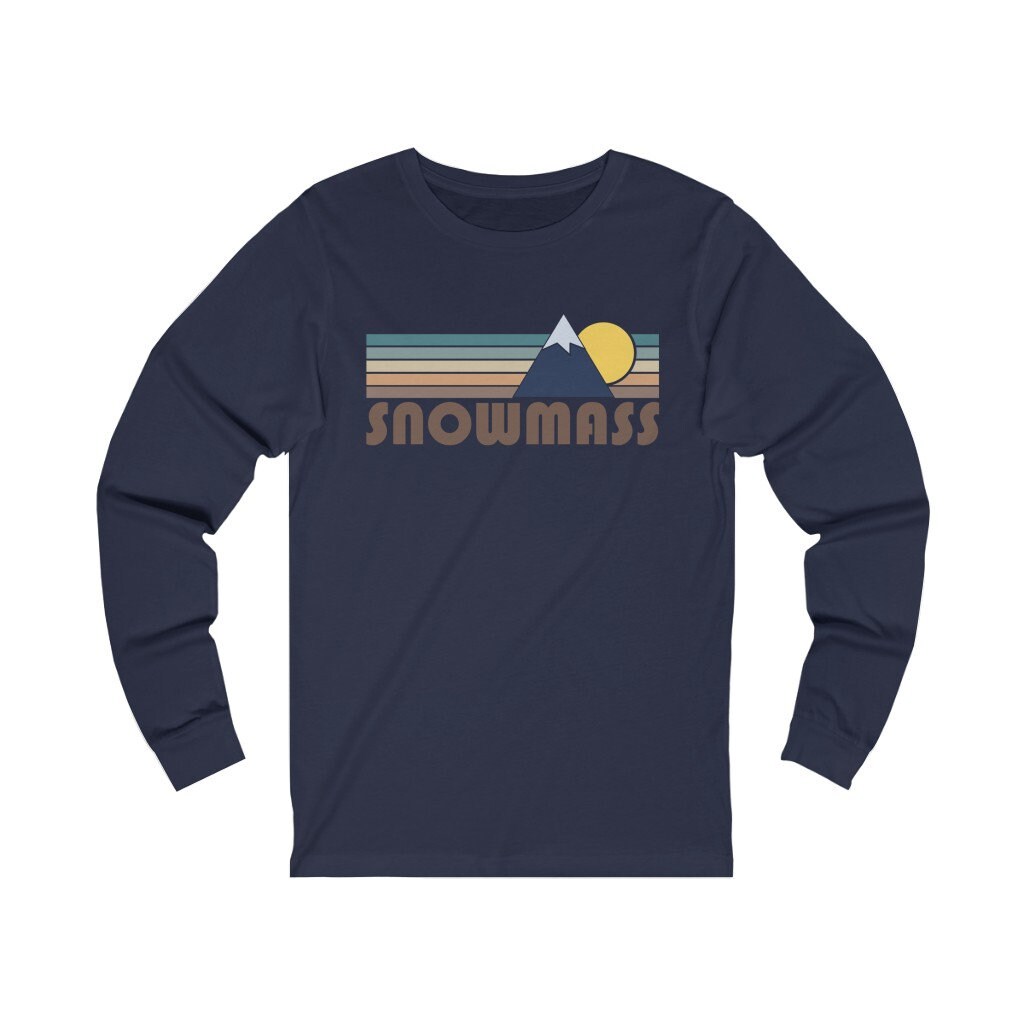 Snowmass, Colorado Langarm-Shirt, Unisex Herbst Retro Berg Langarm Snowmass T-Shirt von HeyMountains