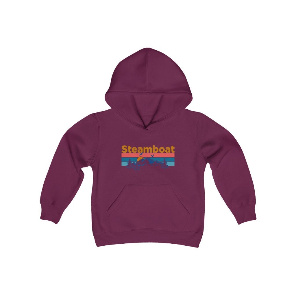 Steamboat, Colorado Jugend Hoodie Sweatshirt, Berg Sonnenuntergang Unisex Steamboat Sweatshirt von HeyMountains