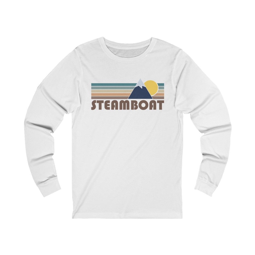 Steamboat, Colorado Langarm-Shirt, Unisex Herbst Retro Berg Langarm Steamboat T-Shirt von HeyMountains