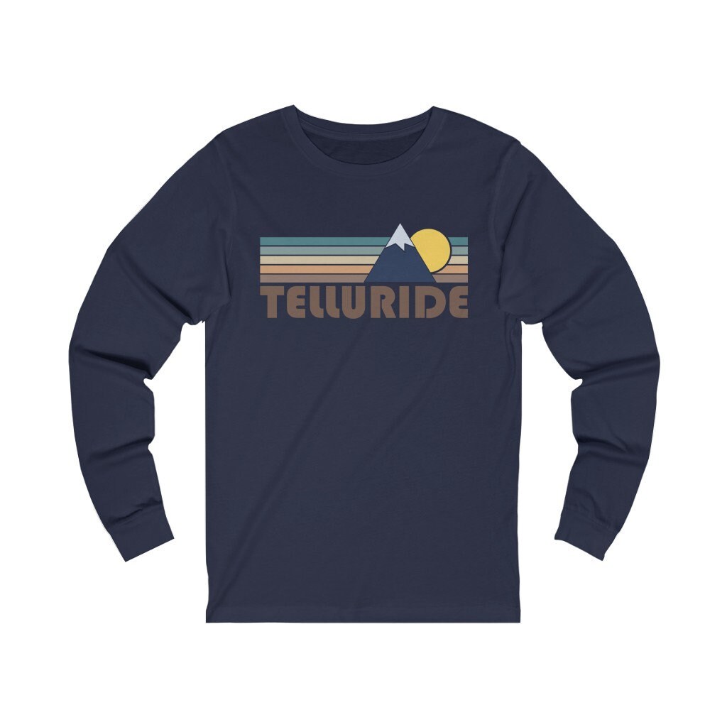 Tellurid, Colorado Langarm-Shirt, Unisex Herbst Retro Berg Langarm-Tellurid-T-Shirt von HeyMountains