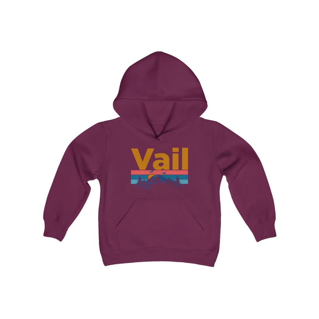 Vail, Colorado Jugend Hoodie Sweatshirt, Berg Sonnenuntergang Unisex Vail Sweatshirt von HeyMountains