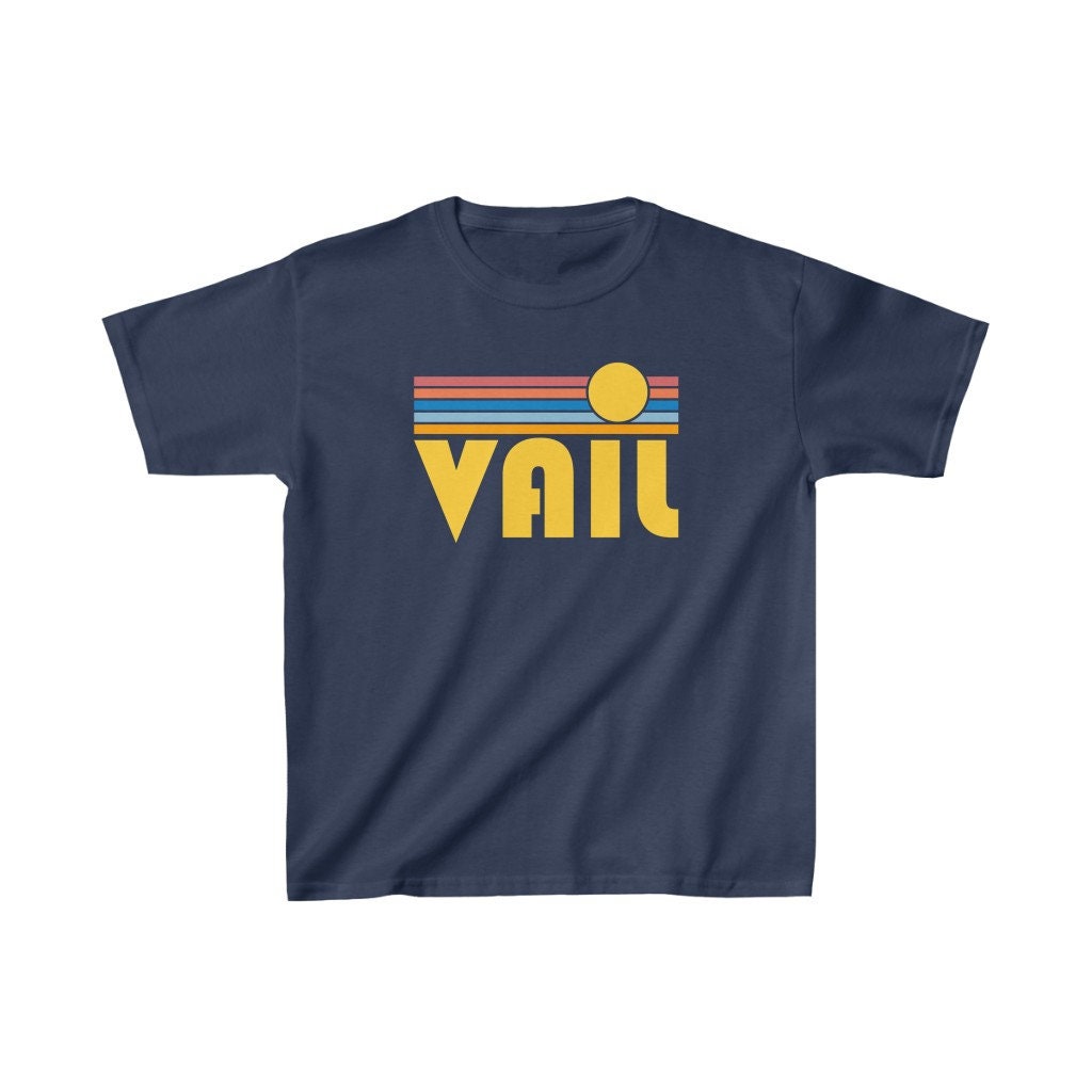 Vail, Colorado Jugend Shirt, Retro Sunrise Vail Kinder T-Shirt - Personalisierung Verfügbar von HeyMountains