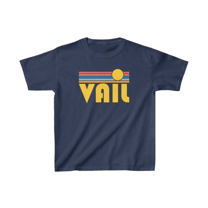 Vail, Colorado Jugend Shirt, Retro Sunrise Vail Kinder T-Shirt - Personalisierung Verfügbar von HeyMountains