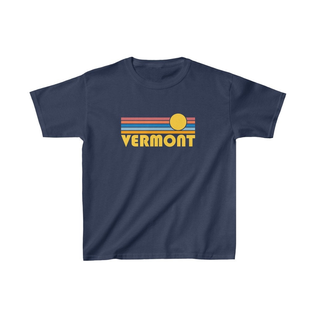 Vermont Jugend Shirt, Retro Sunrise Kinder T-Shirt - Personalisierung Verfügbar von HeyMountains