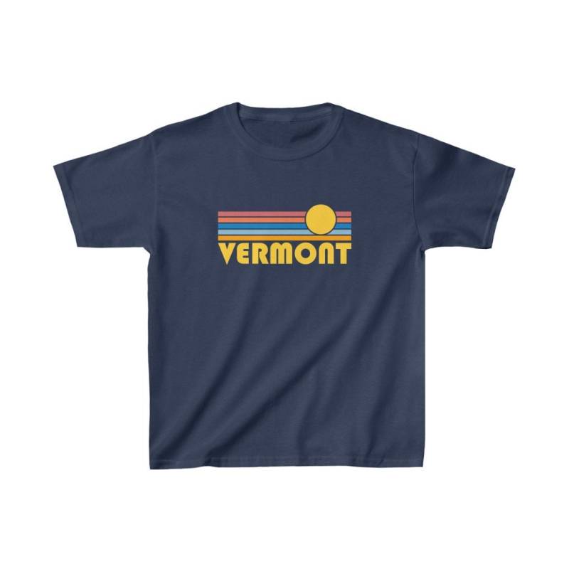 Vermont Jugend Shirt, Retro Sunrise Kinder T-Shirt - Personalisierung Verfügbar von HeyMountains
