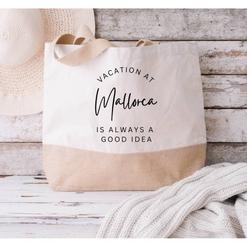 xxl-Tasche Mit Wunschort Aufdruck/Personalsierbar Strandtasche Für Den Urlaub Jutetasche Bedruckt von HeyMyDeer