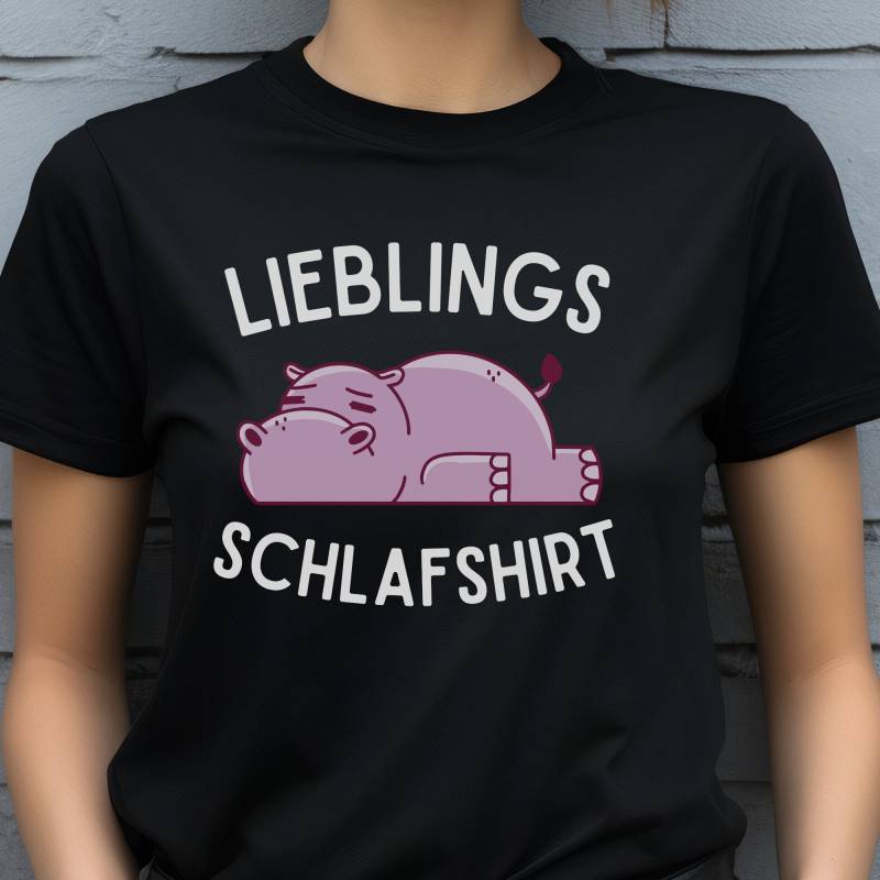 Lieblings Schlafshirt - Frauen Pyjama Hippo Nilpferd T-Shirt Unisex Alternativer Schlafanzug Nachthemd von HeyPapaDE