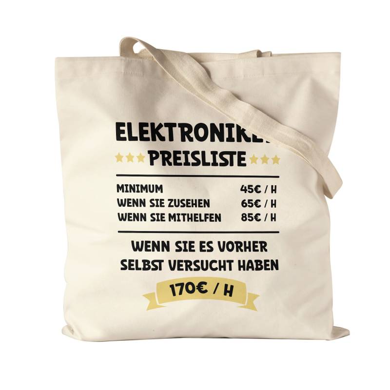Elektroniker Preisliste Stoffbeutel Jutebeutel Canvas Elektronik Reparatur Antrieb System Elektriker Maschinen Elektro Beruf Arbeit Job von HeyPrintDesigns