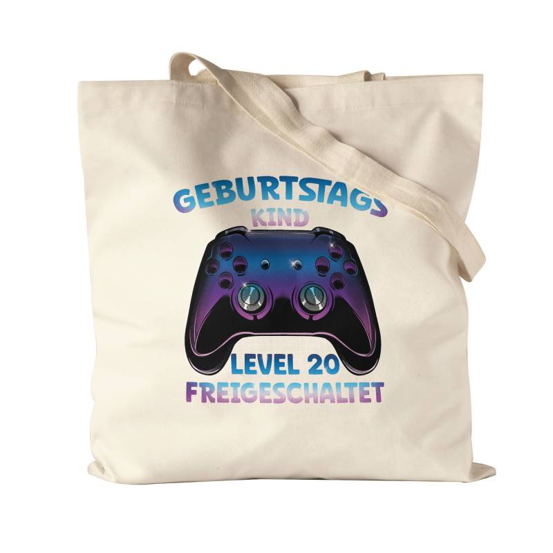 Geburtstagskind Level 20 Freigeschaltet Jutebeutel Stoffbeutel Happy Birthday Geburtstag Alles Gute Controller Konsole Gamer von HeyPrintDesigns