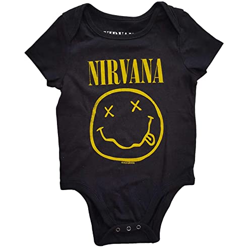 Nirvana Kids Baby Grow: Yellow Smiley - 0 - 3 Months - Black von EMI