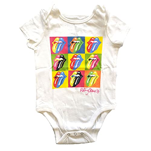 The Rolling Stones Kids Baby Grow: Two-Tone Tongues - 6 - 9 Months - White von Rolling Stones