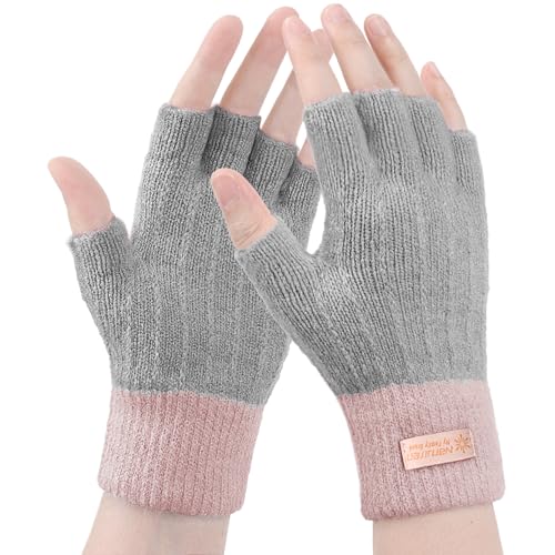 HeySocks Handschuhe Damen Fingerlos- Winterhandschuhe Ohne Fingerkuppen Thermohandschuhe Warme Winter Handschuhe Arbeiten Radfahren Fahren von HeySocks