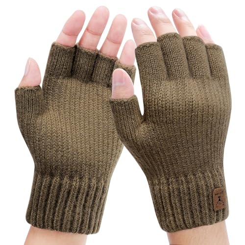 HeySocks Handschuhe Fingerlos Herren- Winter Thermisch Strickhandschuhe ohne fingerkuppen Angenehm weich für Männer zum Autofahren Arbeiten Tippen von HeySocks