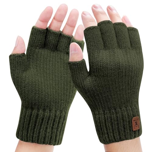 HeySocks Handschuhe Fingerlos Herren- Winter Thermisch Strickhandschuhe ohne fingerkuppen Angenehm weich für Männer zum Autofahren Arbeiten Tippen von HeySocks