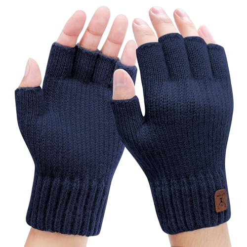 HeySocks Handschuhe Fingerlos Herren- Winter Thermisch Strickhandschuhe ohne fingerkuppen Angenehm weich für Männer zum Autofahren Arbeiten Tippen von HeySocks