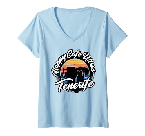 Damen Teneriffa - Puerto de la Cruz - Happy Cafe Ultras T-Shirt mit V-Ausschnitt Damen Teneriffa - Puerto de la Cruz - Happy Cafe Ultras T-Shirt mit V-Ausschnitt von HeyTeneriffa