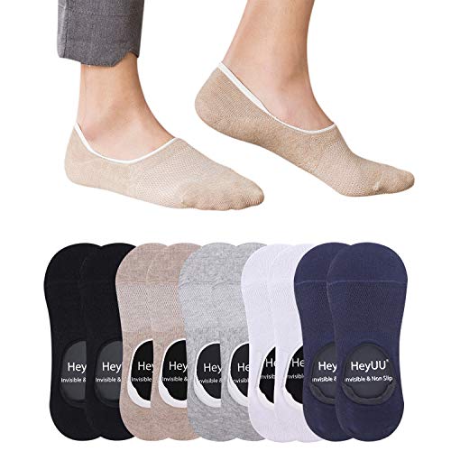 HeyUU 10 Paar Herren & Damen Baumwolle Füßlinge Unsichtbare Sneaker Socken Mit 8 Rutschfeste Silikonstreifen(10x Gemischt,43-46) von HeyUU