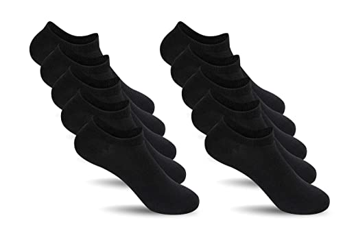 HeyUU 10 Paar Sneaker Socken Herren & Damen Baumwolle Füßlinge Socken mit Mesh Atmungsaktiv 10x Schwarz 35-38 von HeyUU