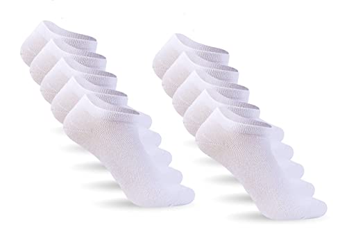 HeyUU 10 Paar Sneaker Socken Herren & Damen Baumwolle Füßlinge Socken mit Mesh Atmungsaktiv 10x Weiß 43-46 von HeyUU