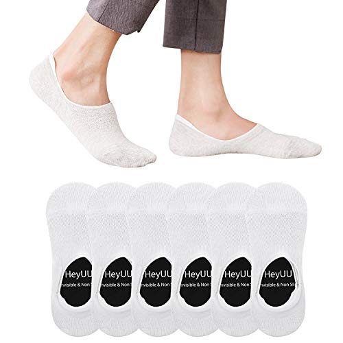 HeyUU 6 Paar Herren & Damen Baumwolle Kurze Sneakersocken Füßlinge Unsichtbare Sneaker Socken Mit 8 Rutschfeste Silikonstreifen(6x Weiß,39-42) von HeyUU
