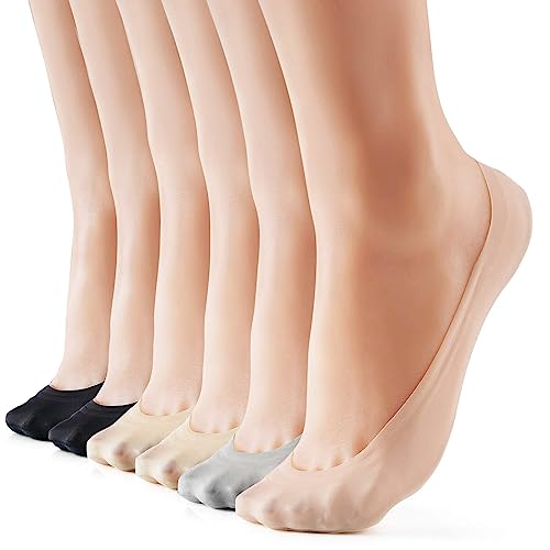 HeyUU 6Paar Damen Füßlinge Atmungsaktiv Baumwolle Unsichtbare Sneakers Socken mit Rutschfest Silikon Mehrfarbig 35-38 von HeyUU