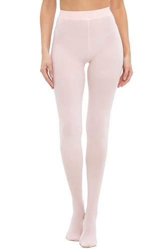 HeyUU Damen 80D Ultra Weiche Blickdichte Strumpfhose Microfaser Stützstrumpfhosen mit 29 Farben(Hell Rosa,M) von HeyUU