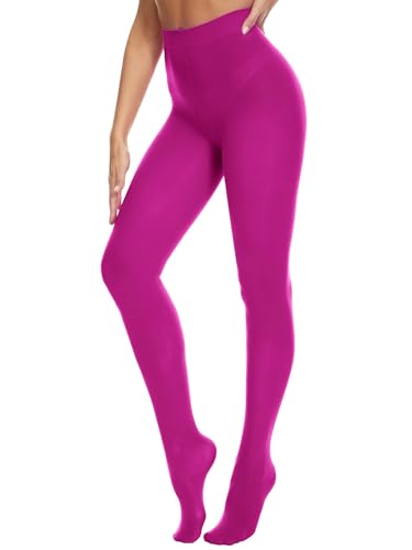 HeyUU Damen 80D Ultra Weiche Blickdichte Strumpfhose Microfaser Stützstrumpfhosen mit 29 Farben(Dark Fuchsia,L-XL) von HeyUU