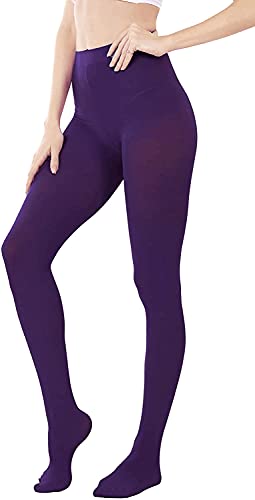 HeyUU Damen Bunte Blickdichte Strumpfhose 80 DEN Microfaser Stützstrumpfhose(Violett, 2XL-3XL) von HeyUU