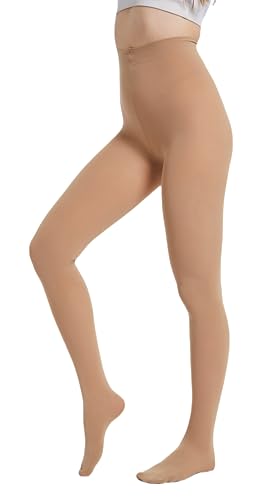 HeyUU Damen Bunte Halb-blickdichte Strumpfhose 80 DEN Microfaser Stützstrumpfhose Dunkelbeige 2XL-3XL von HeyUU