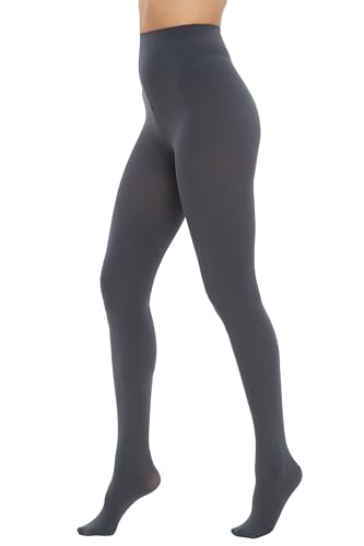 HeyUU Damen Bunte Halb-blickdichte Strumpfhose 80 DEN Microfaser Stützstrumpfhose Dunkelgrau XXL-3XL von HeyUU