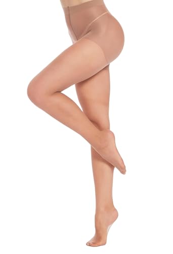 HeyUU Damen Strumpfhose 20 DEN Fein-Strumpfhose seidig matte Ultra-transparente Optik Control-Top Strumpfhosen mit verstärkten Zehen Hautfabe XL von HeyUU