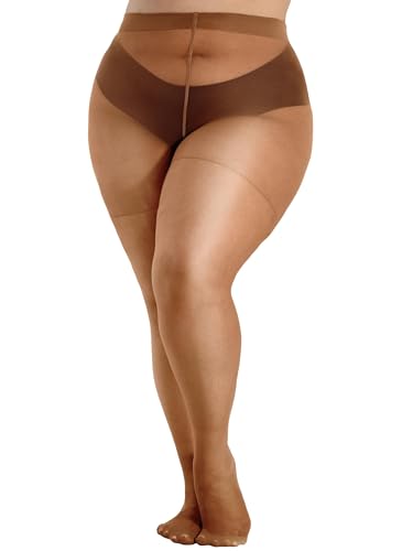 HeyUU Strumpfhosen damen grosse grössen 20Den Elastisch Curvy Strumpfhosen Braun XL von HeyUU