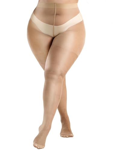 HeyUU Strumpfhosen damen grosse grössen 20Den Elastisch Curvy Strumpfhosen Hautfarben XL von HeyUU