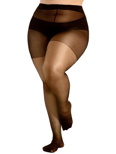 HeyUU Strumpfhosen damen grosse grössen 20Den Elastisch Curvy Strumpfhosen Schwarz XXL von HeyUU