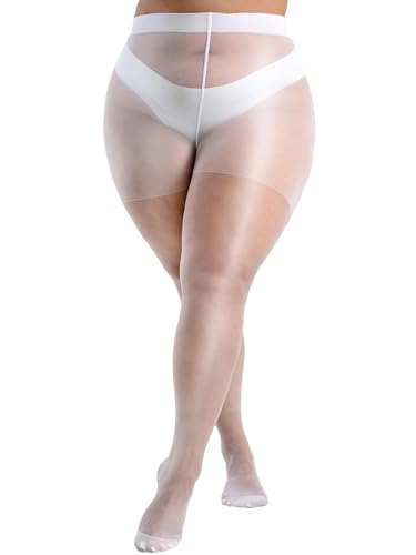 HeyUU Strumpfhosen damen grosse grössen 20Den Elastisch Curvy Strumpfhosen Weiß XXL von HeyUU