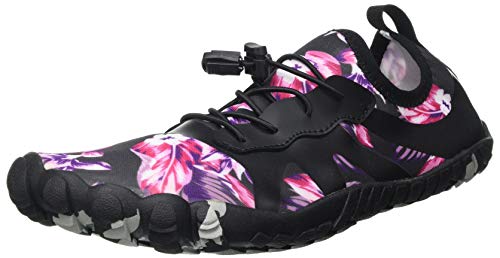 heybrid Unisex Sidney Wassersportschuh, Schwarz mit Rosa Blumen-Muster, 36 EU von Heybrid