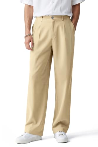 Heyfanee Freizeithose Anzughose Herren Baggy Stretch Chinohose Männer Dunkelgrau Stretch Business Stoffhose 34W30L von Heyfanee