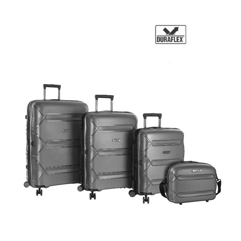 Heys - Heys HEYS Milos 4tlg. Kofferset (BC/S/M/L) erweiterbar - Grey Koffer24 von Heys