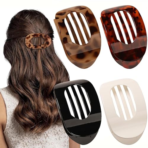 Heyumybit 4 Stück Flache Haarklammern für Damen,Haarspangen Damen,Französische Haarspange,Flat Hair Claws,Rutschfest Haarspangen Damen für Dickes & Dünnes Haar von Heyumybit
