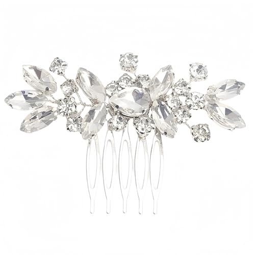 Heyumybit Braut Hochzeit Haarkamm,Kristall Haarschmuck, Haarschmuck Hochzeit Silber,Elegant Kopfschmuck für Frauen und Mädchen Bridal Hair Comb von Heyumybit