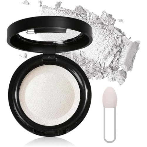 Einzelner weißer Lidschatten, schimmernder Lidschatten, weißes Puder-Make-up, Wh-ite Highlighter-Make-up, gepresstes feines Puder, langanhaltende schweißfeste Formel, glatt und seidig, mit Spiegel und Einzelner weißer Lidschatten, schimmernder Lidschatten, weißes Puder-Make-up, Wh-ite Highlighter-Make-up, gepresstes feines Puder, langanhaltende schweißfeste Formel, glatt und seidig, mit Spiegel und von Hezee