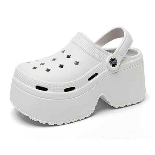 Hezeisoar Clogs Pantoletten Damen Sommer Hausschuhe rutschfest Strand Sandalen Gartenschuhe mit dicken Sohlen Böhmisch Höhlens chuhe Etikett 39/40 = EU 38/39 von Hezeisoar