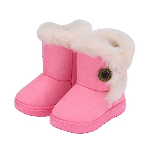 Hezeisoar Kinder Warme Winterstiefel Jungen Mädchen Gefütterte Schneestiefel Baby Leicht Stiefeletten Rutschfest Kleinkindschuhe Weichsohlen Schlupfstiefel Rosa,30 EU = 31 Etiketten von Hezeisoar