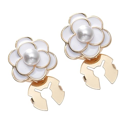 Hezhou 2 Pcs Elegantes Knopfabdeckungen Dekorative Smoking Knopfbezüge Abnehmbarer Knopf Hemdknopf Clips Köpfe Schmuck Legierung Cufflinks Manschettenknöpfe Für Damen Kleidung Basteln (Kamelie) von Hezhou