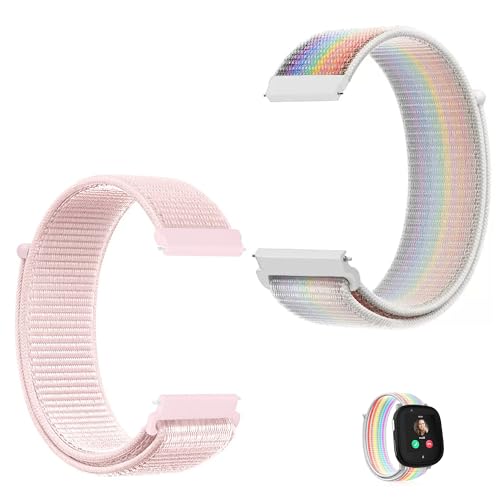 Hezhou 2 Stück Fabric Nylon Uhrenarmbänder 20mm Sportarmband 20m'm Elastisch Uhrenarmbänder uhrenarmbänder für herren damen Schnellverschluss Armband Verstellbare Aatmungsaktive (Rosa + Schillernd) von Hezhou