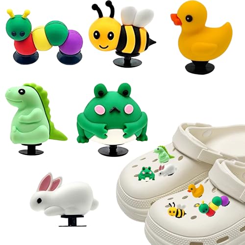 Hezhou 6 PCS Bunte Schuhanstecker Schuh Charms für Clogs Anime DIY Schuhanstecker Abnehmbare PVC Shoe Deko Schuh-Charm Anhänger Kinder Tier Schuhe Ornamente für Party Geburtstag Geschenke (A) von Hezhou