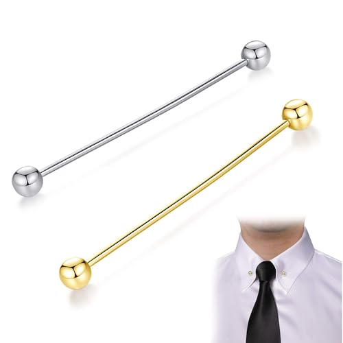 Hezhou Krawattennadel Metall Krawattenklammer Herren Kragen Pin Krawatte Clip Bar Kette Hemd Kragen Pin Anzug Brosche Revers Pin für Hemd Herren Zubehör Kostüm Kleidung (F) von Hezhou