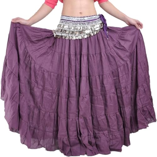 Hfnnhl Damen-Bauchtanzrock, Bohemian-Stil, Tribal-Tanzrock, Damen-Zigeuner-Langrock (ohne Bund) (Color : Purple, Size : one Size) von Hfnnhl