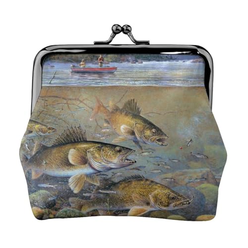 Angelsee, Fischer, personalisierbar, Unisex, bedruckte Münzgeldbörse – Premium-Mikrofaser-Leder-Geldbörse mit Schnappverschluss von Hgbbdyyjj