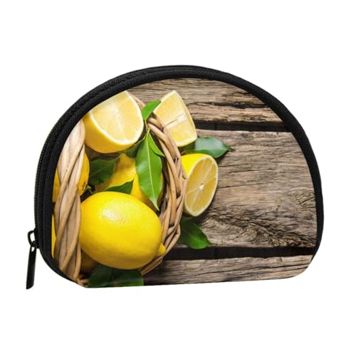 Basket Lemons Mini Shell Münzgeldbörse – kompakte Geldbörse mit Reißverschluss für Münzen, Schlüssel und kleine Gegenstände von Hgbbdyyjj